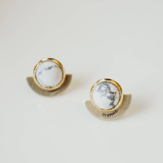 Petite Howlite Hemisphere Studs