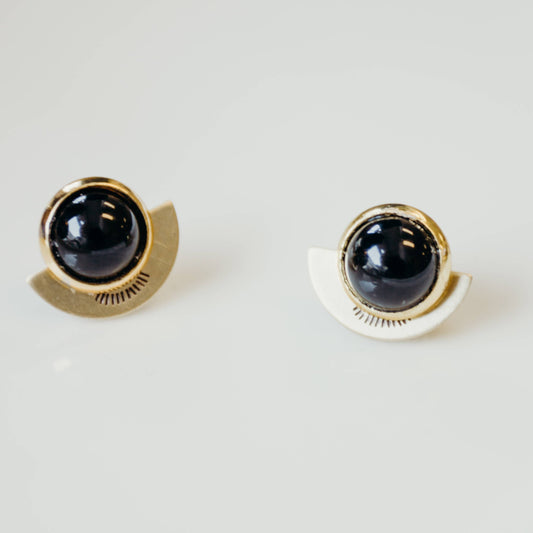 Petite Onyx Hemisphere Studs