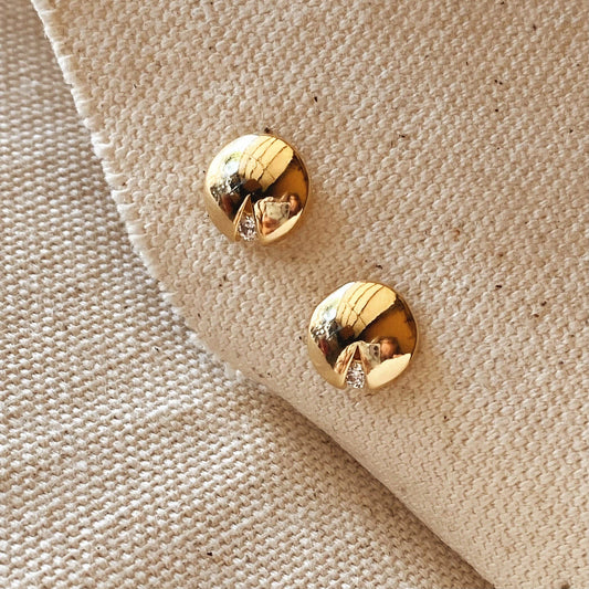 Pendientes de Botón Rellenos de Oro de 18k