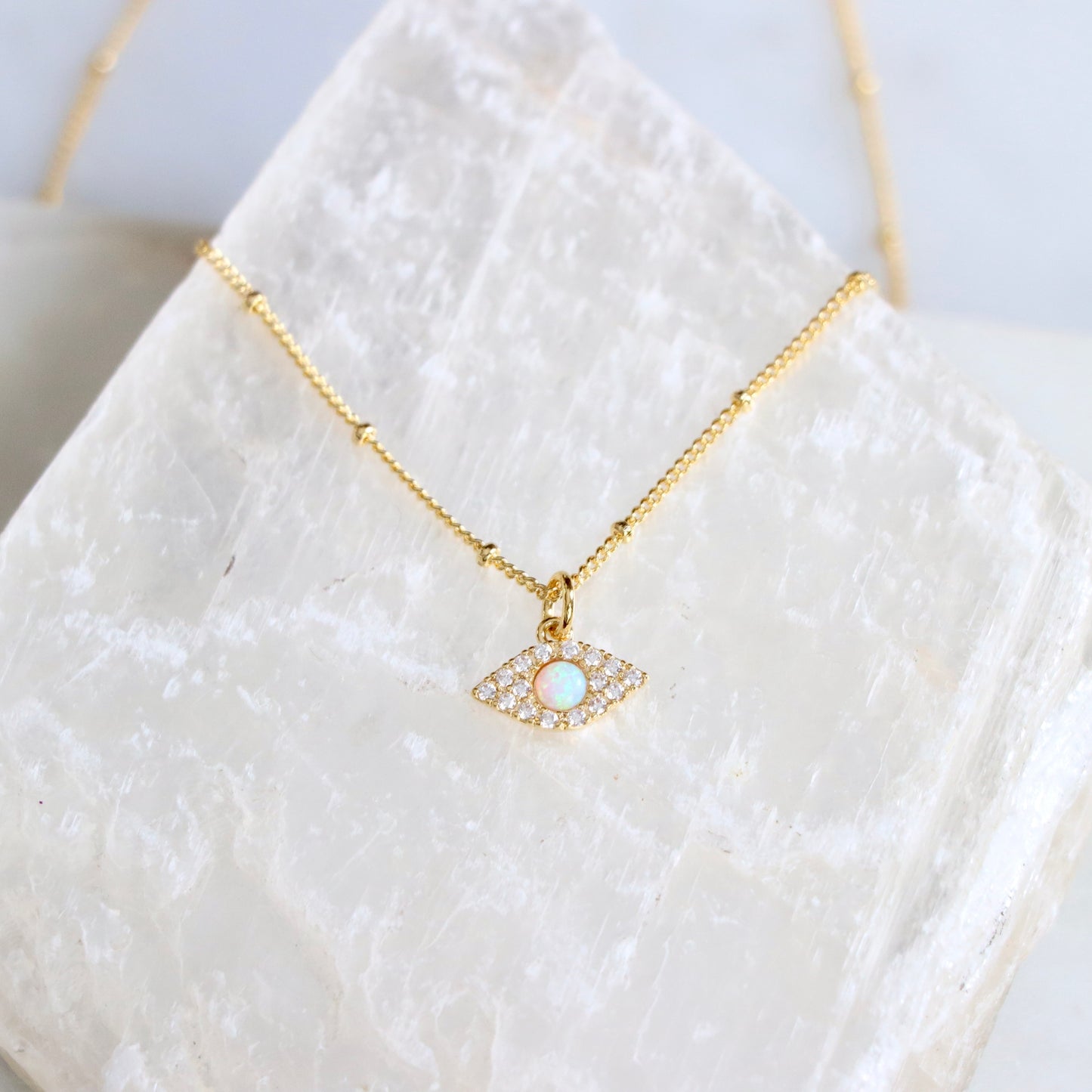 Opal Evil Eye Necklace